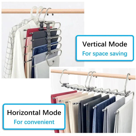 Pants Hangers Space Saving - 2 Pack For Closet Multiple Layers Multifunctional Uses Durable wiktra