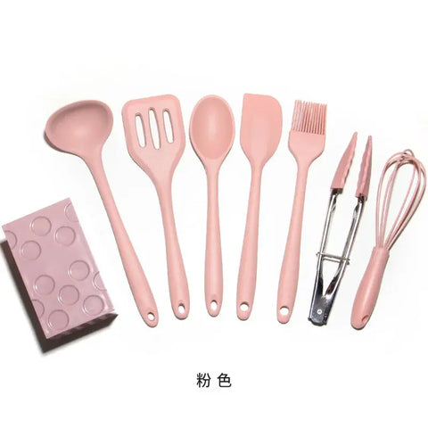 Silicone 8/Pcs Set Kitchenware Non-stick Cookware Full Spatula  Mini Storage Box Baking Cooking Utensils Oil Brush Scraper