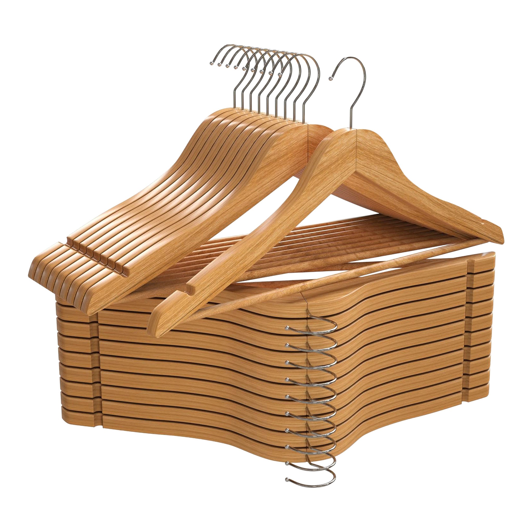 Premium Solid Wood Hangers with Swivel Hooks