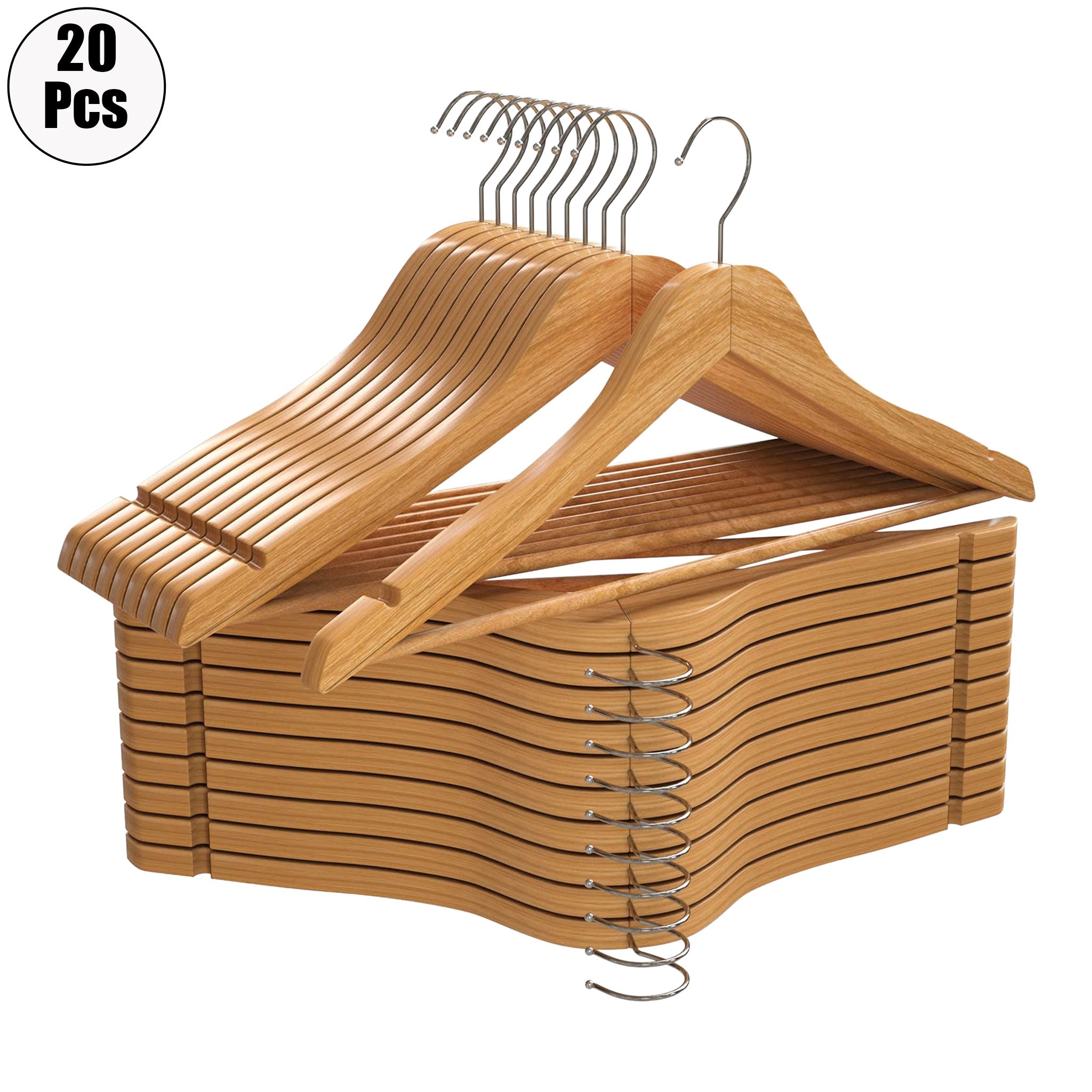 Premium Solid Wood Hangers with Swivel Hooks