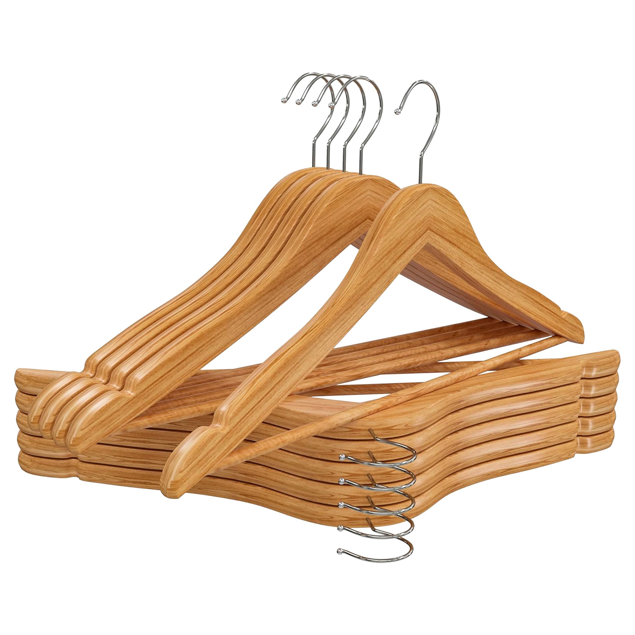 Premium Solid Wood Hangers with Swivel Hooks