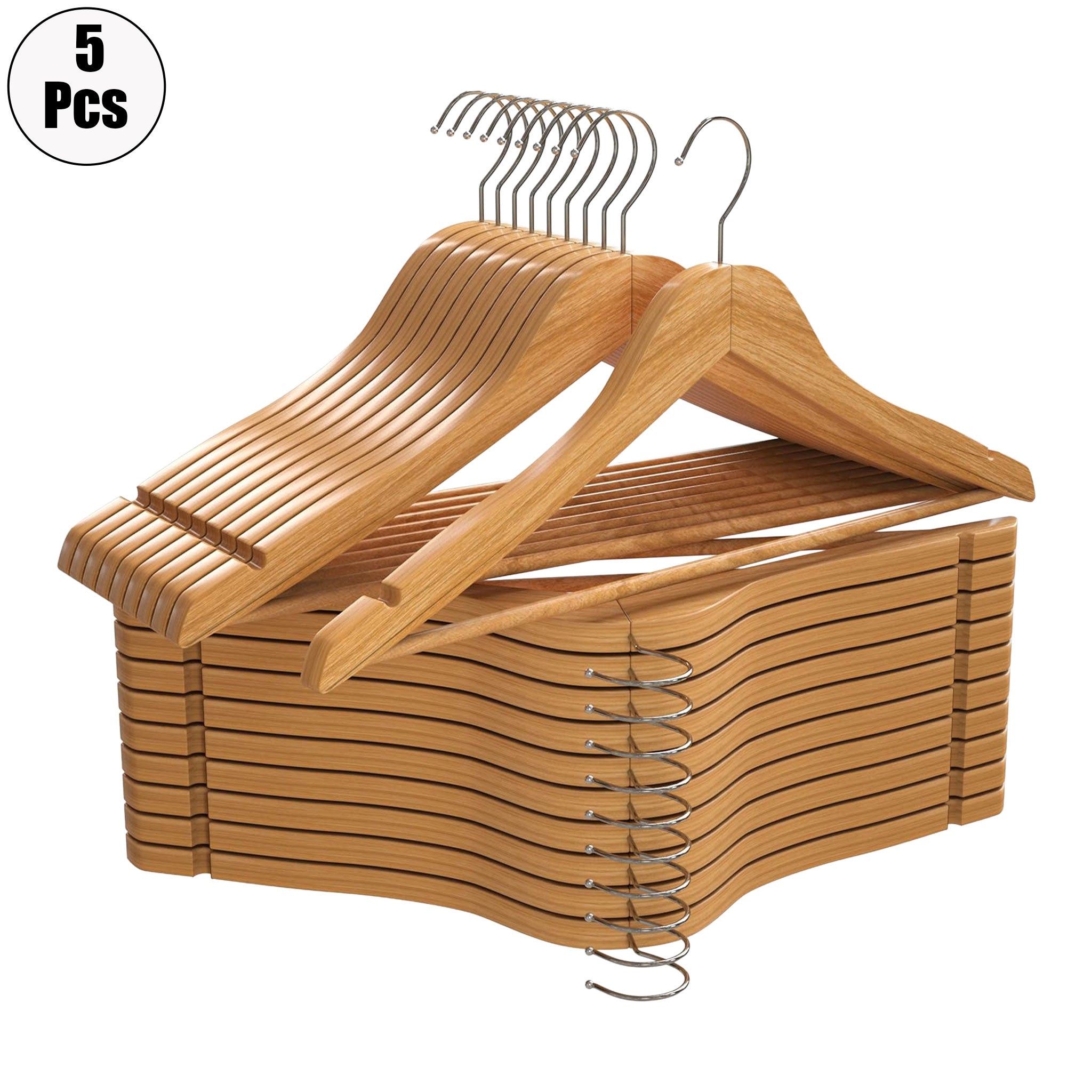 Premium Solid Wood Hangers with Swivel Hooks