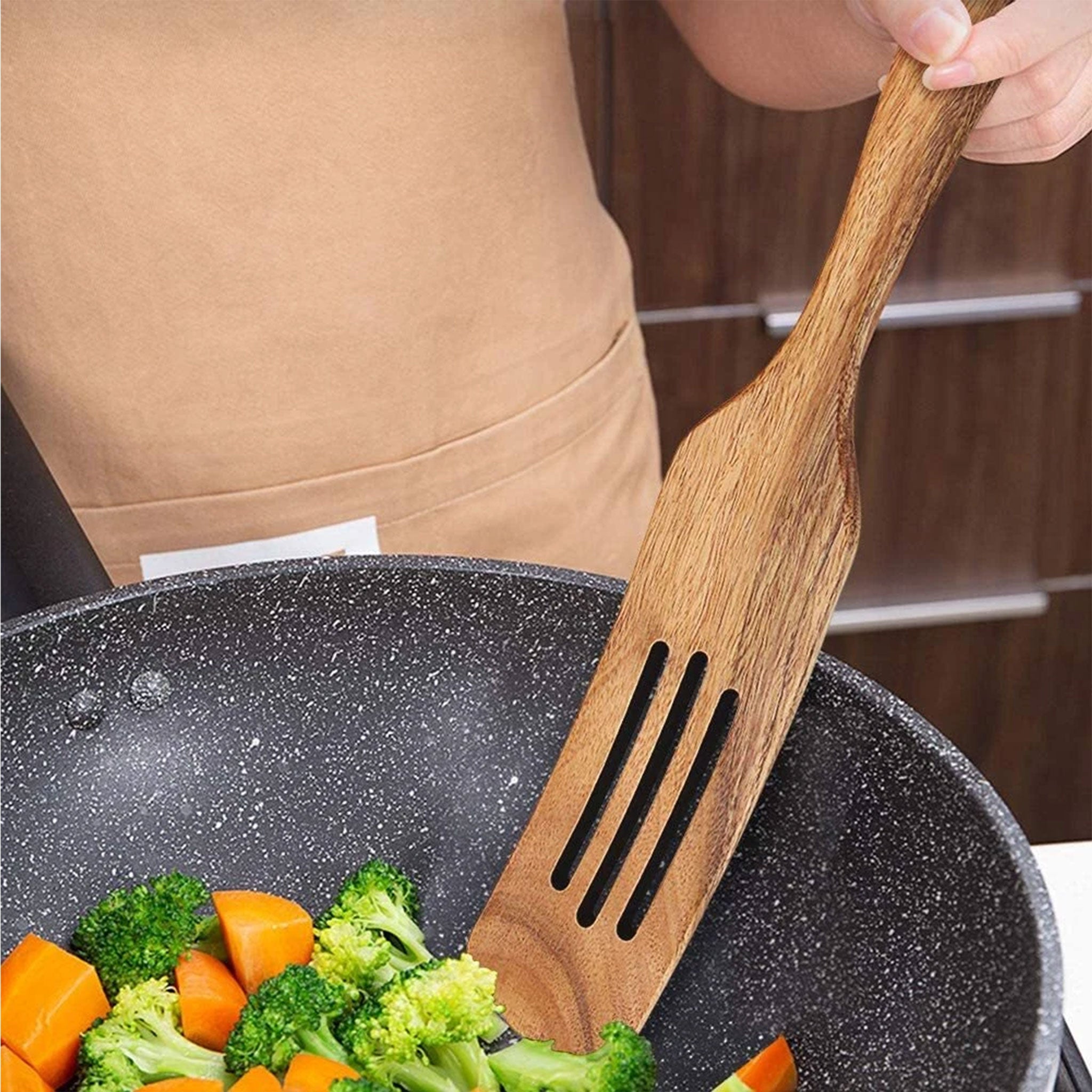 Premium Teak Wood Cooking Utensils — 1–7 Piece Set