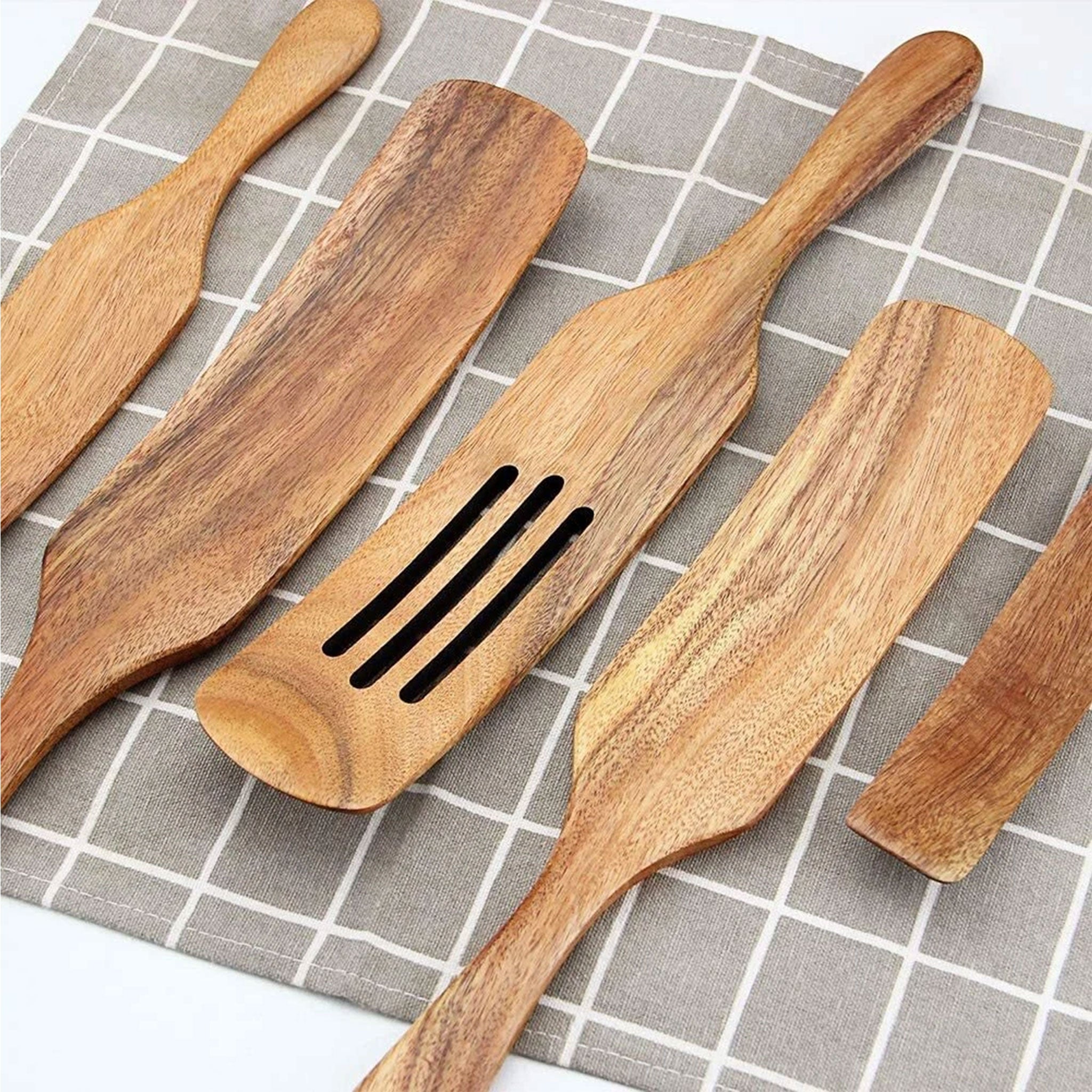 Premium Teak Wood Cooking Utensils — 1–7 Piece Set