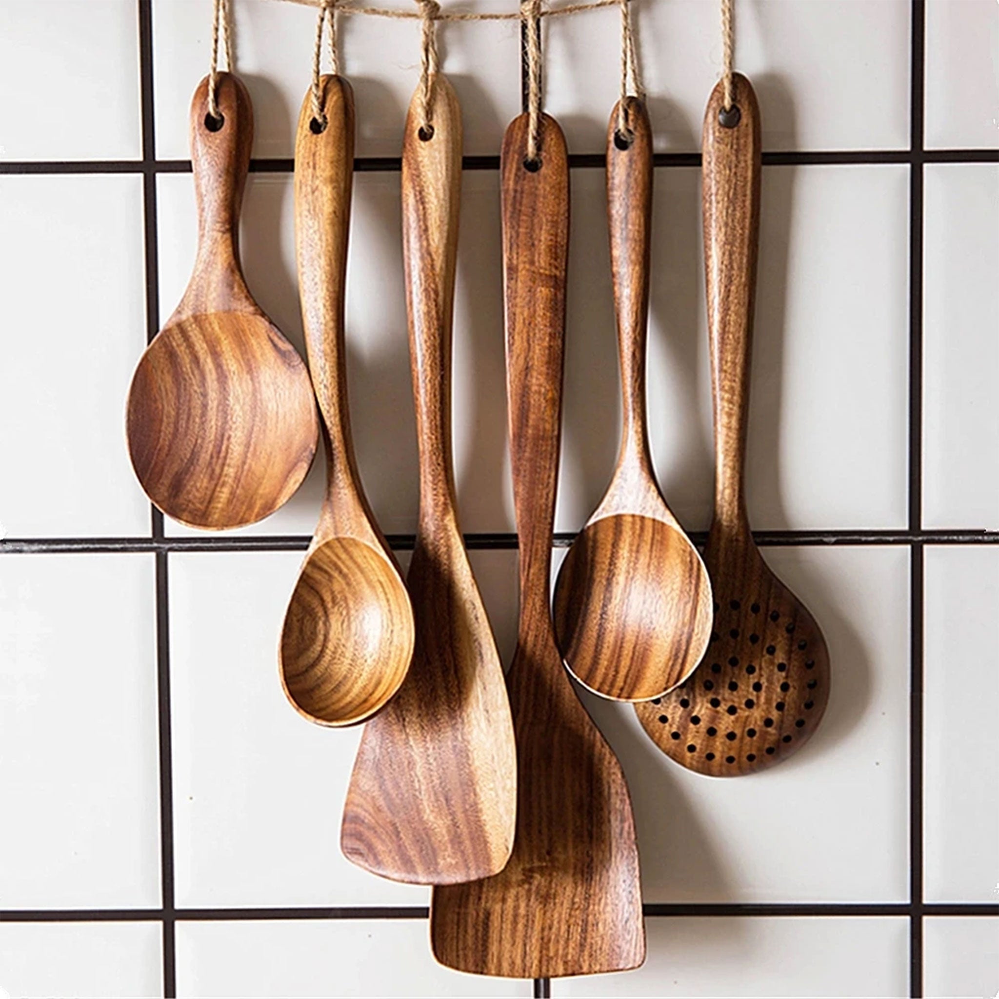 Premium Teak Wood Cooking Utensils — 1–7 Piece Set