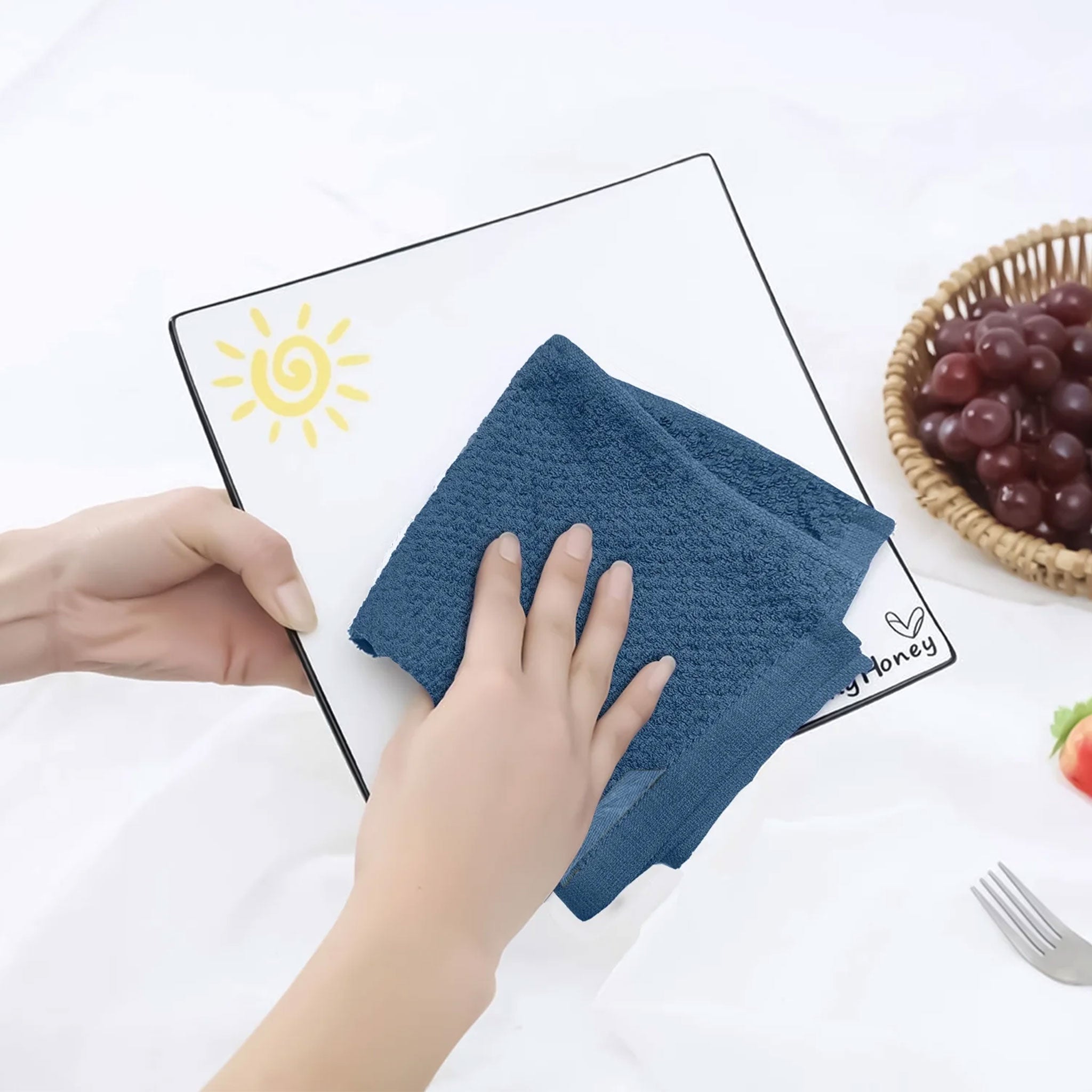 Premium Waffle Cotton Tea Towels – Multi-Purpose Cleaning Cloths