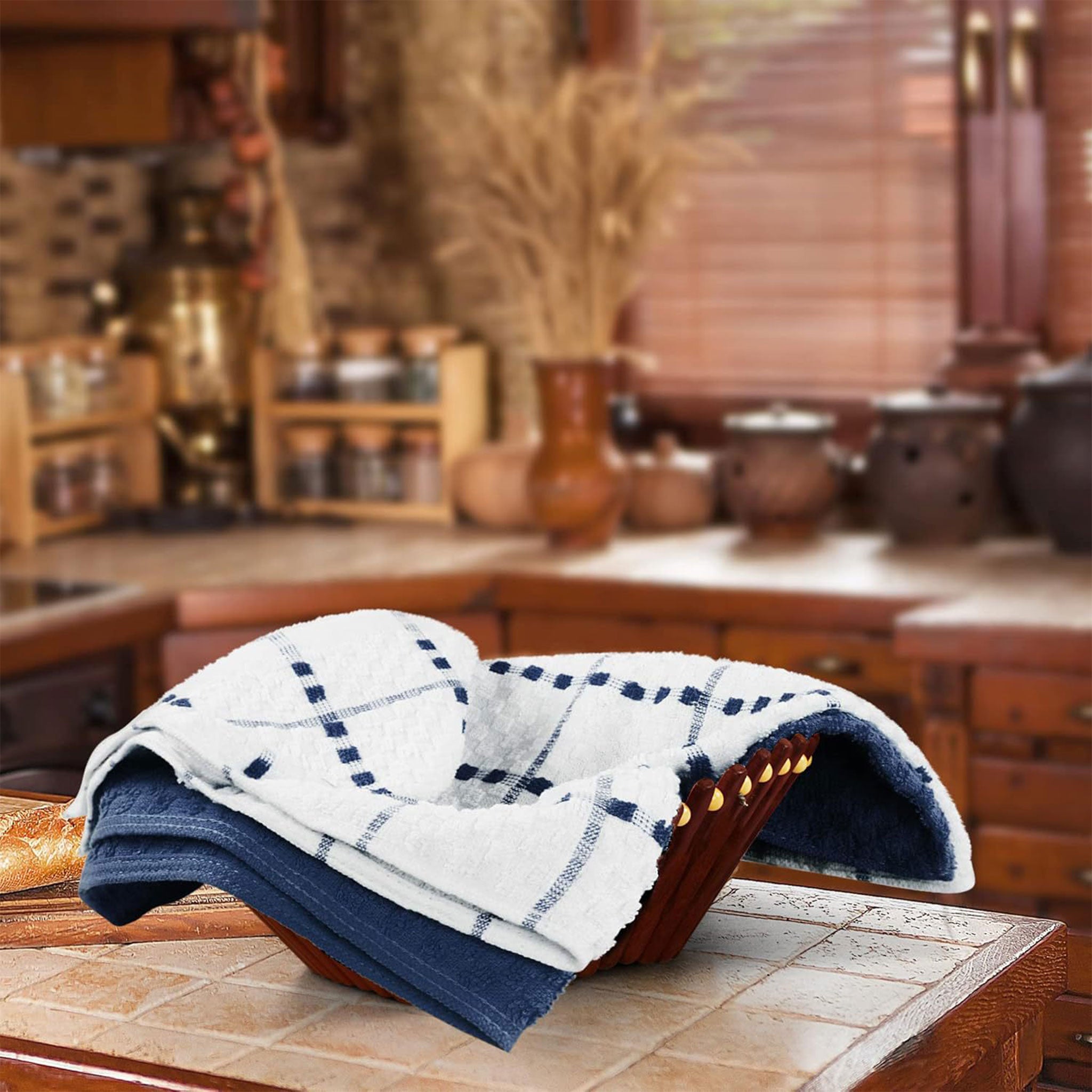 Premium Waffle Cotton Tea Towels – Multi-Purpose Cleaning Cloths