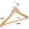 Premium Wooden Hangers Durable Non Slip Coat Hangers Heavy Duty Natural Solid Wood Hanger Clothes Storage Hangers Swivel Hooks wiktra