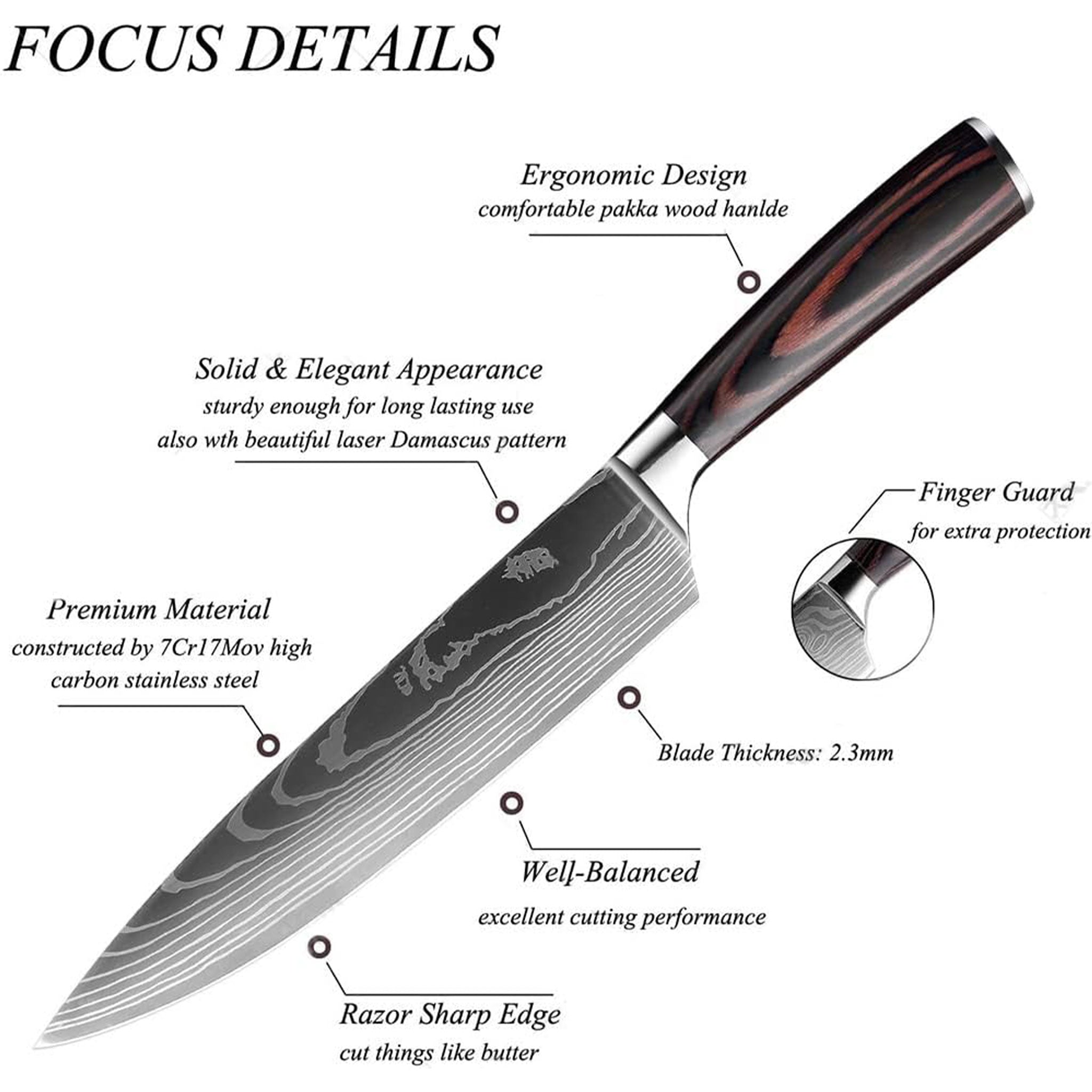 Professional Damascus High Carbon Stainless Steel Kitchen Knife