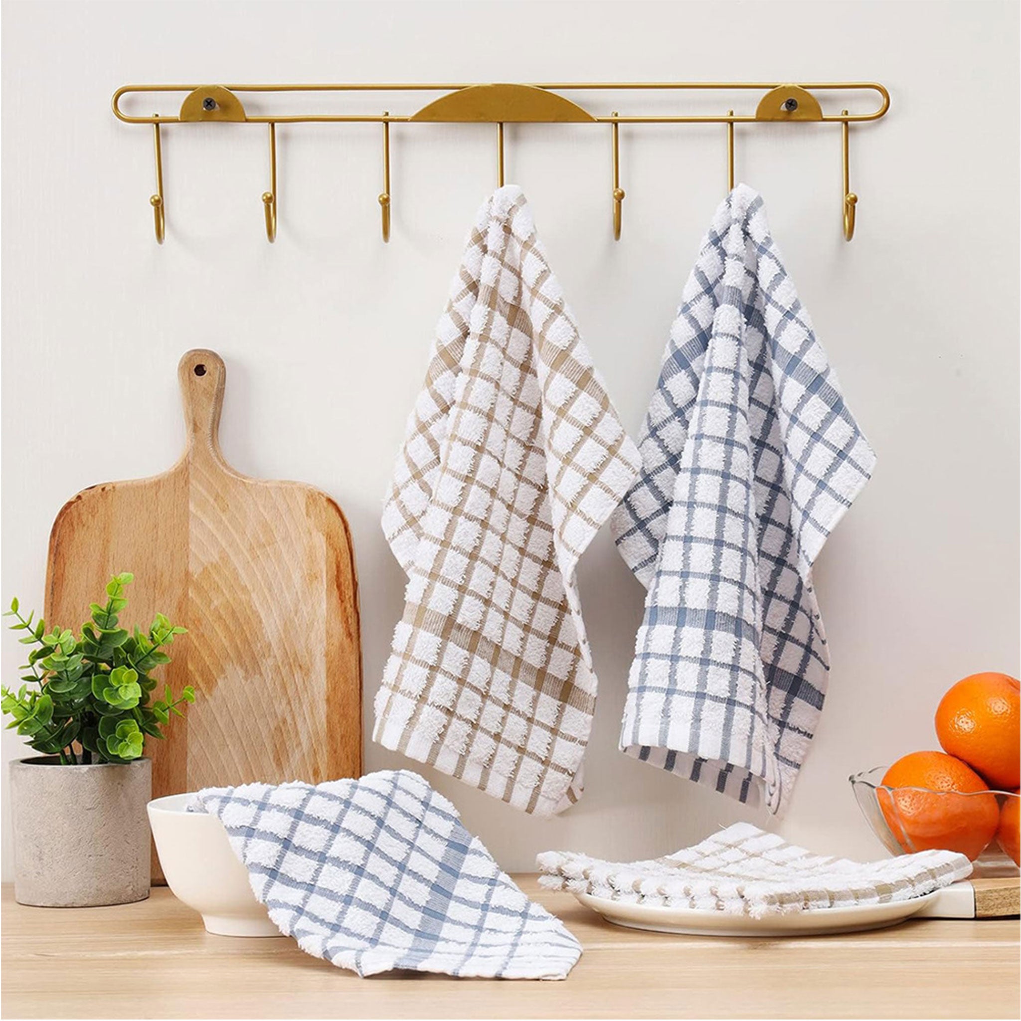 Pure Cotton Waffle Kitchen Towel – Soft Absorbent 30×30 cm Plaid Cloth