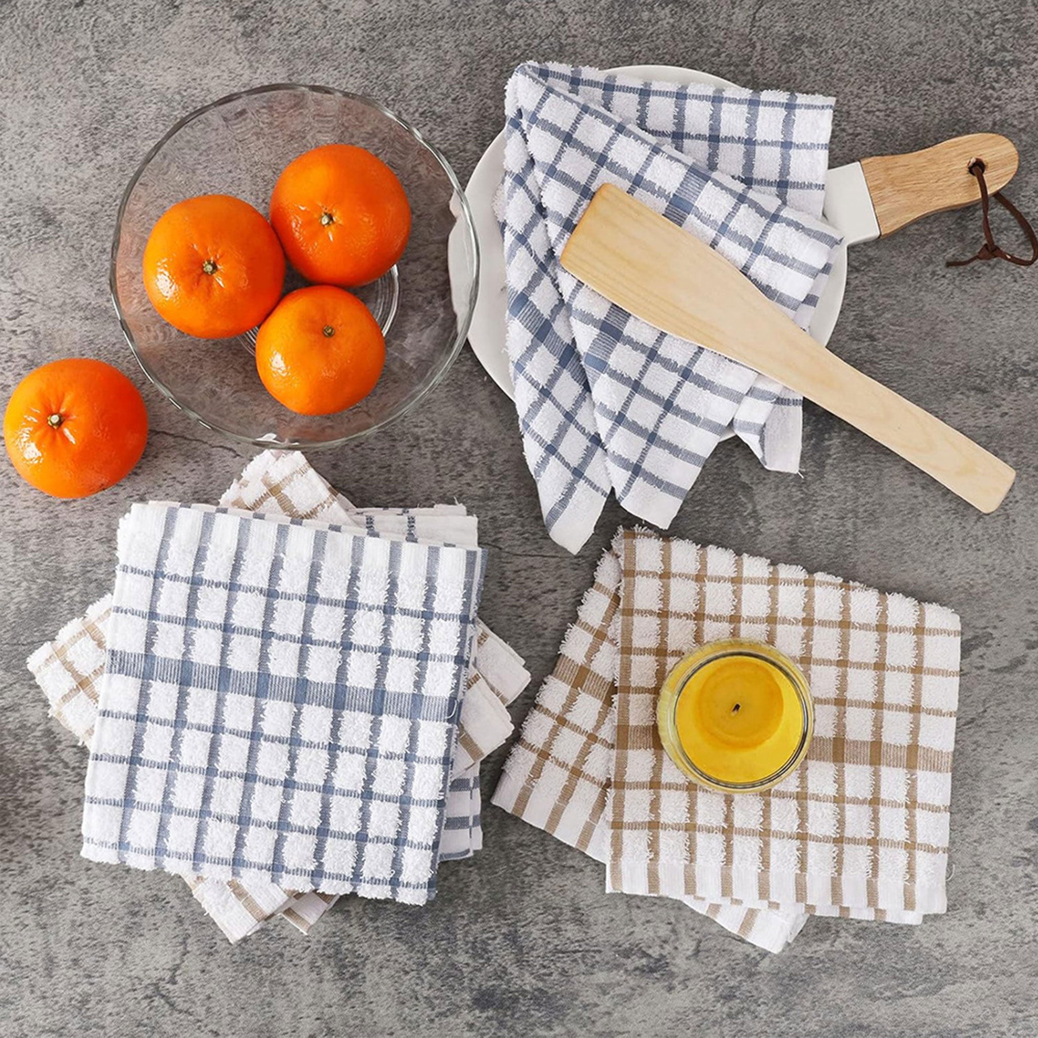 Pure Cotton Waffle Kitchen Towel – Soft Absorbent 30×30 cm Plaid Cloth