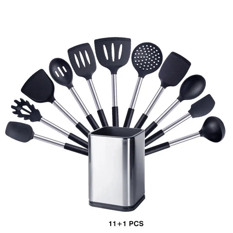 Quality Silicone Utensils Set Kitchen Accessories Non Stick Cooking Tool Heat Resistant Spatula Spoon Kitchenware Dropshipping