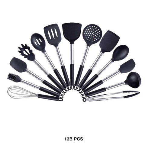 Quality Silicone Utensils Set Kitchen Accessories Non Stick Cooking Tool Heat Resistant Spatula Spoon Kitchenware Dropshipping