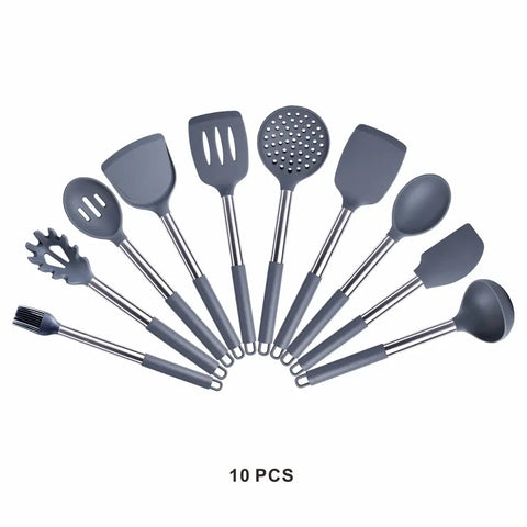 Quality Silicone Utensils Set Kitchen Accessories Non Stick Cooking Tool Heat Resistant Spatula Spoon Kitchenware Dropshipping