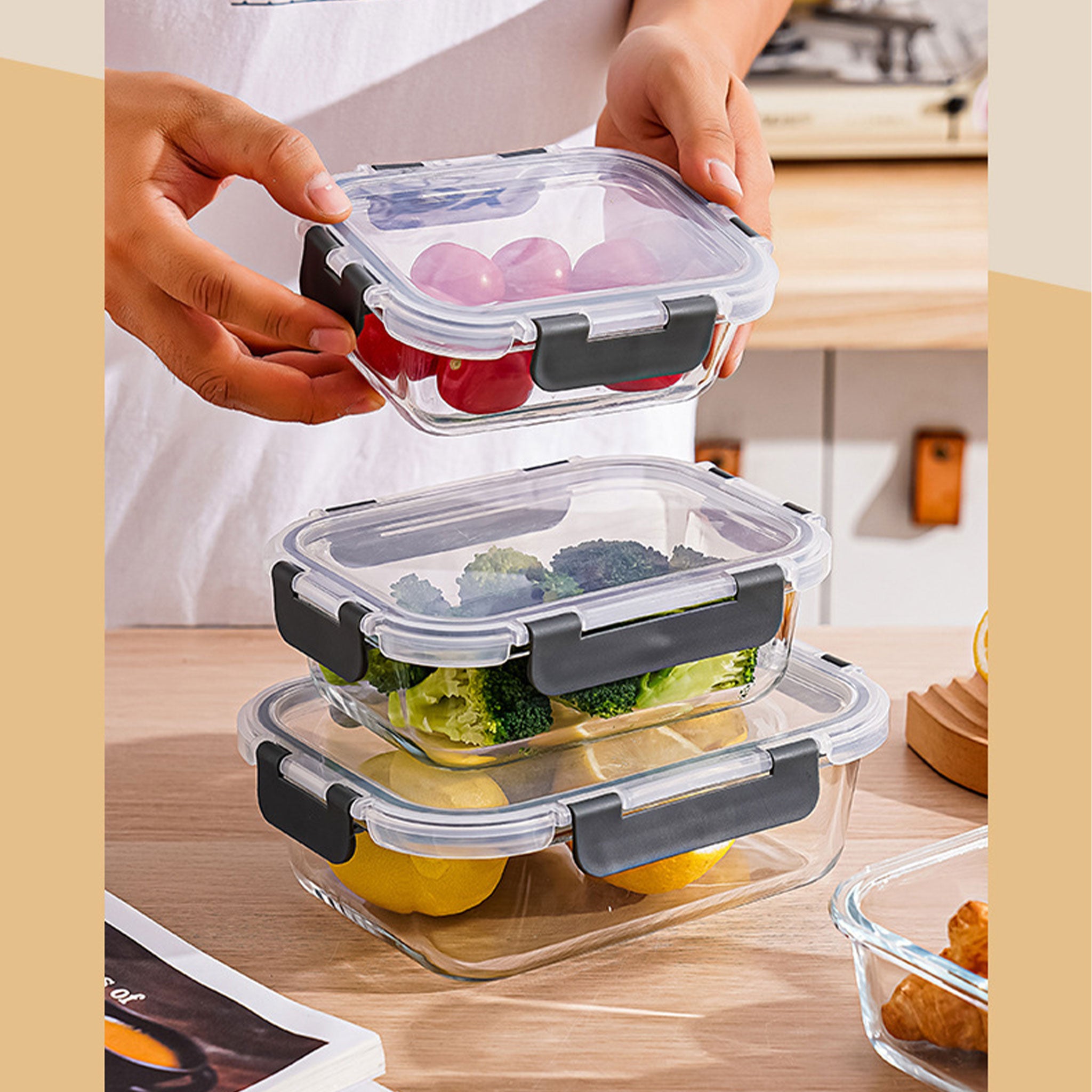 Rectangular Borosilicate Glass Lunch Box