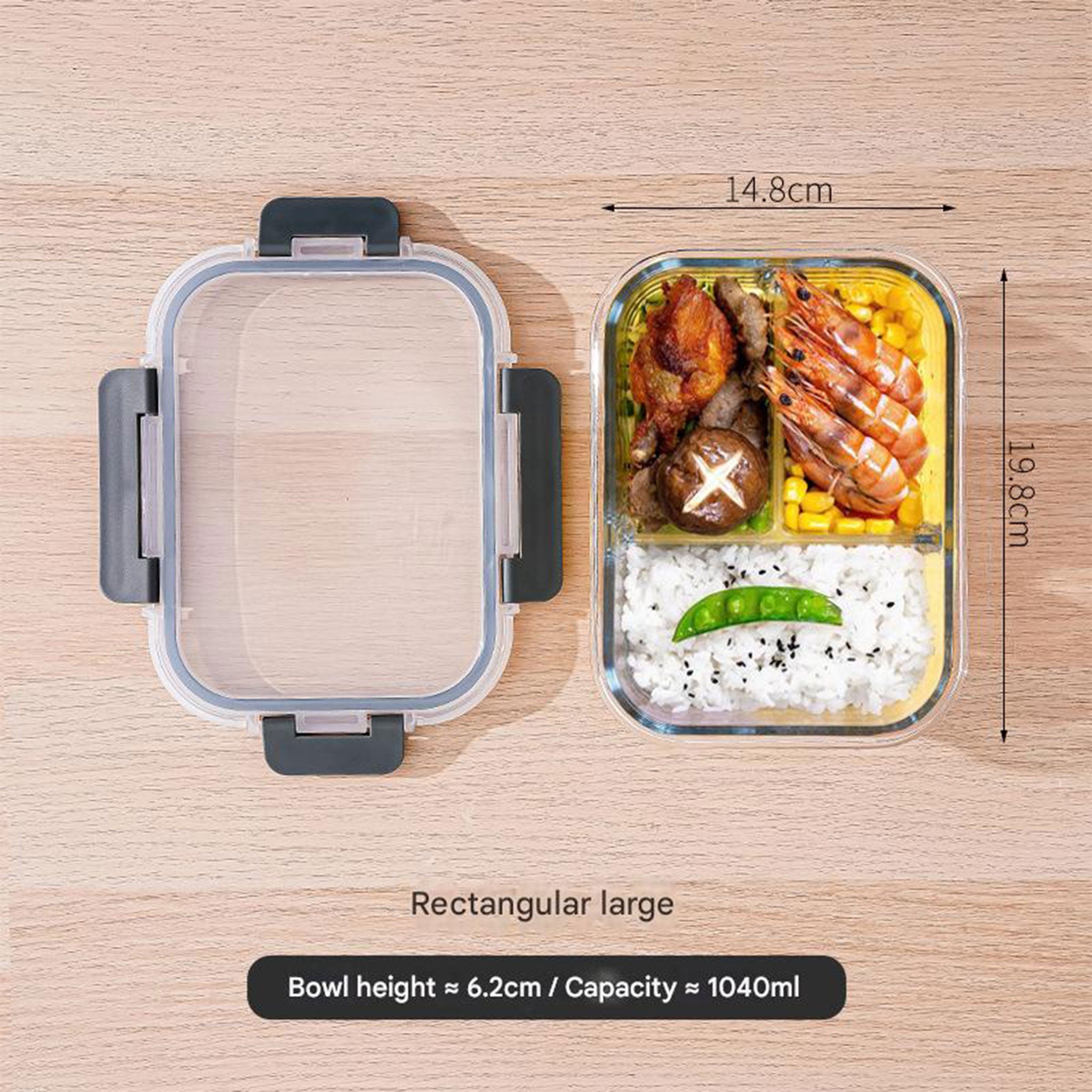 Rectangular Borosilicate Glass Lunch Box