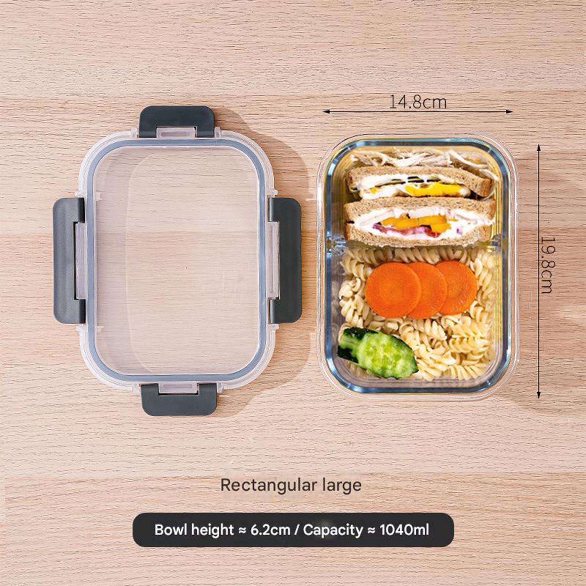 Rectangular Borosilicate Glass Lunch Box