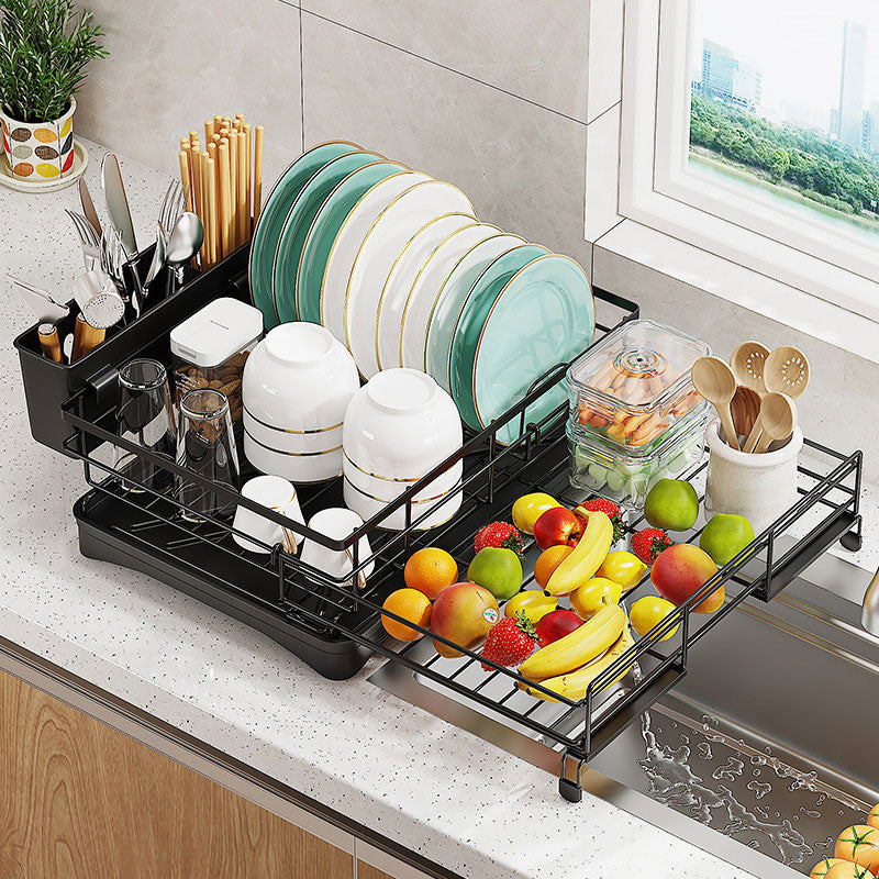Retractable Dish Drying Rack with Water Tray