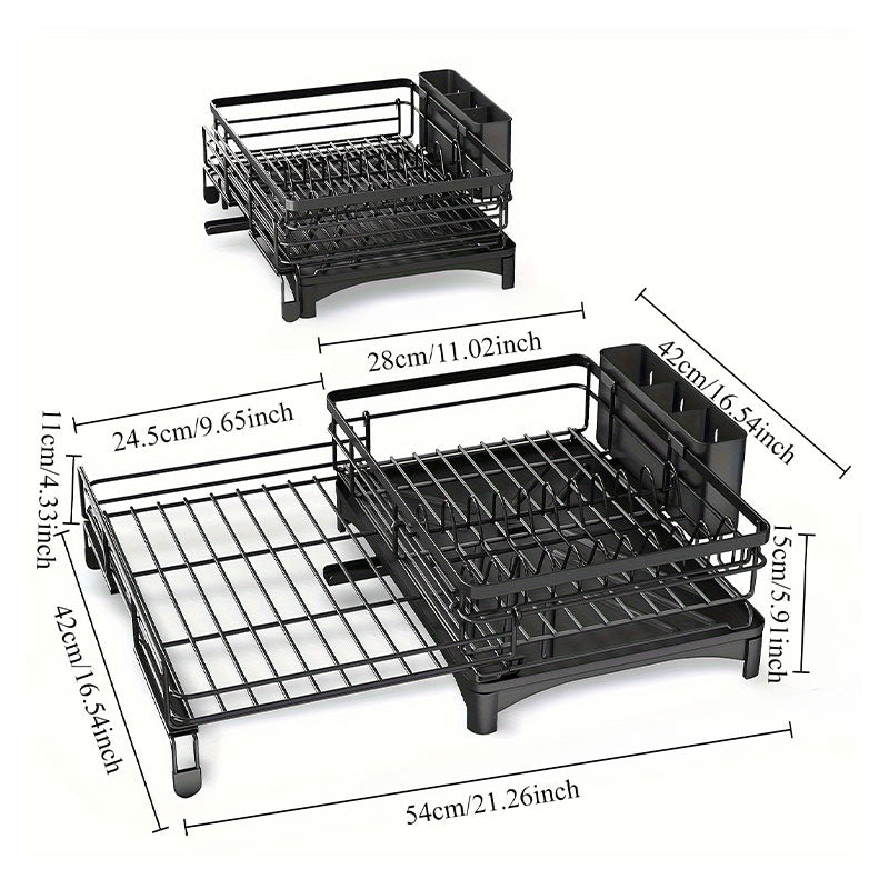 Retractable Dish Drying Rack with Water Tray