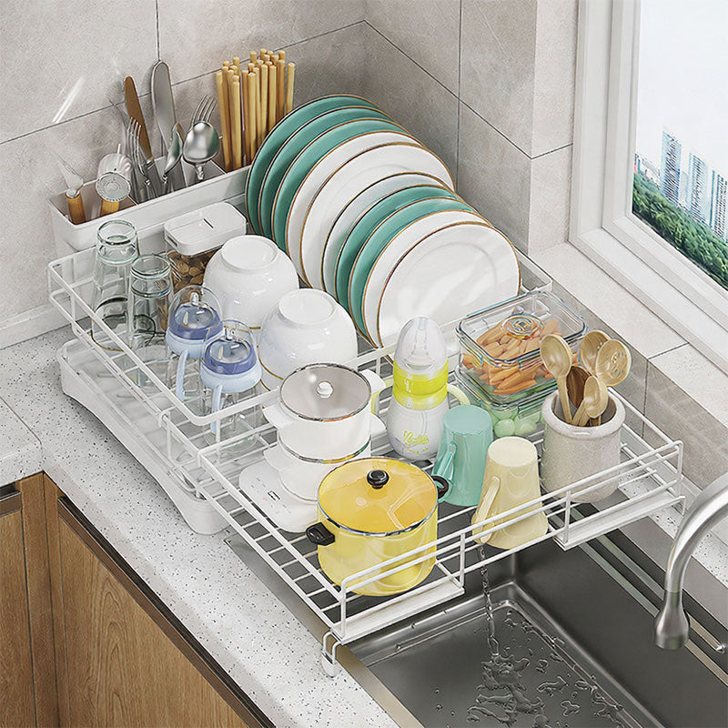 Retractable Dish Drying Rack with Water Tray