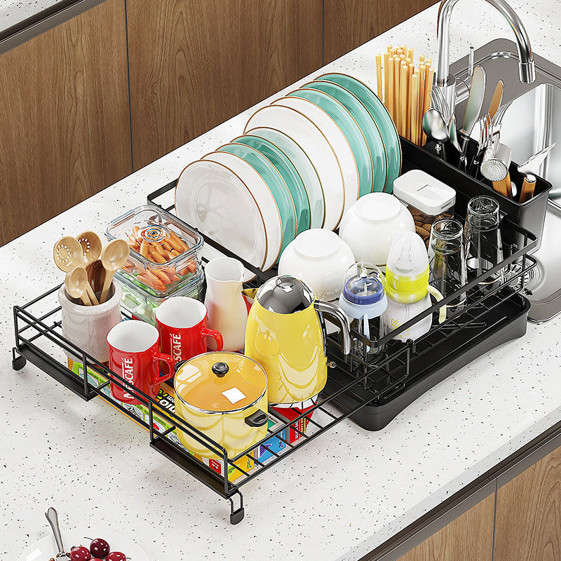 Retractable Dish Drying Rack with Water Tray