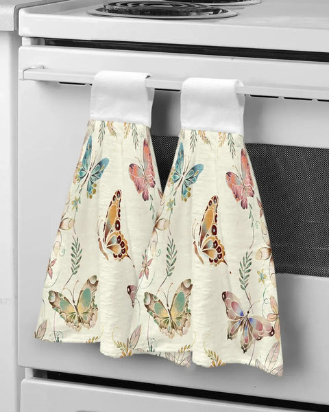 Retro Flower Art Butterfly Kitchen Cleaning Cloth Absorbent Hand Towel Household Dish Cloth Kitchen Towel wiktra