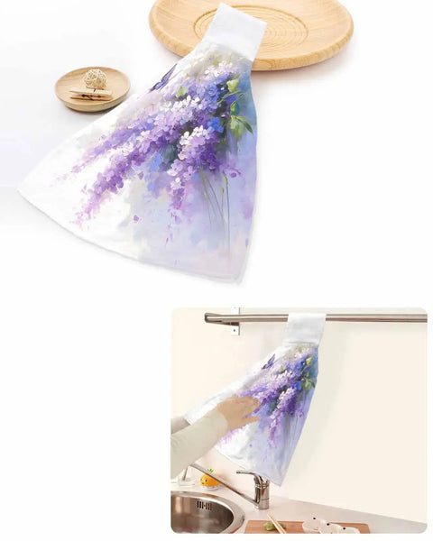 Retro Flower Art Butterfly Kitchen Cleaning Cloth Absorbent Hand Towel Household Dish Cloth Kitchen Towel