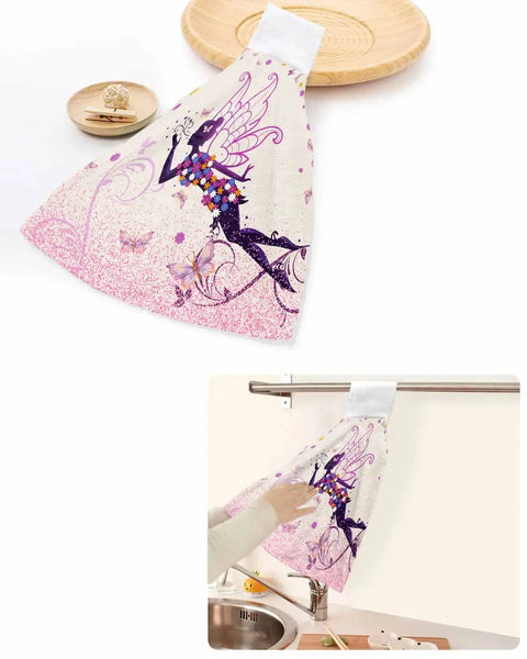 Retro Flower Art Butterfly Kitchen Cleaning Cloth Absorbent Hand Towel Household Dish Cloth Kitchen Towel