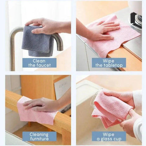 Reusable Cleaning Wipe Household Kitchen Cloth Microfiber Towel Rolls Dish Rags Wash Paper Towel Replacement 1 Roll of 20 Sheets wiktra