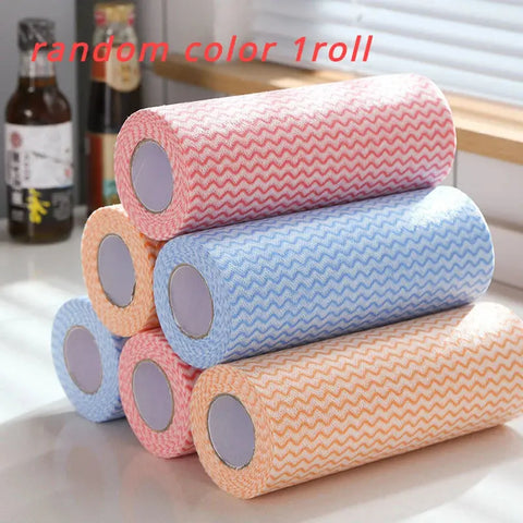 Roll of Reusable Lazy Rags Bamboo Towels Wet and Dry for Kitchen Dishcloths Supplies Absorbent Organic Dish Washing Cloth - Wiktra