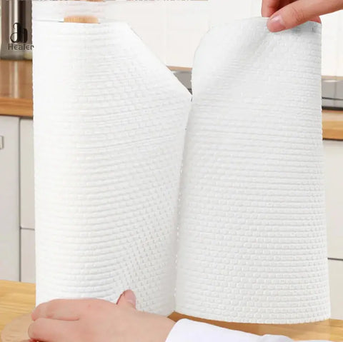 50Pcs/Roll of Reusable Lazy Rags Kitchen Cleaning Dish Cloth Hand Towel Rolls wiktra