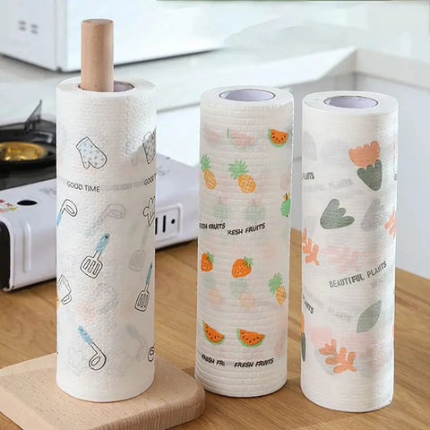 50 Pcs/Roll of Reusable Lazy Rags Kitchen Cleaning Dish Cloth Hand Towel Rolls