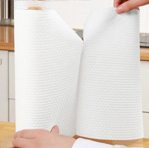 50 Pcs/Roll of Reusable Lazy Rags Kitchen Cleaning Dish Cloth Hand Towel Rolls wiktra