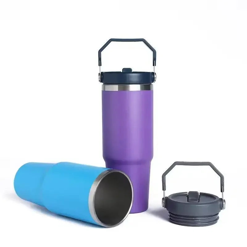 Large Capacity Stainless Steel Vacuum Insulated Thermos with Straw Portable High Aesthetic Value Handheld Car Cup Ice King