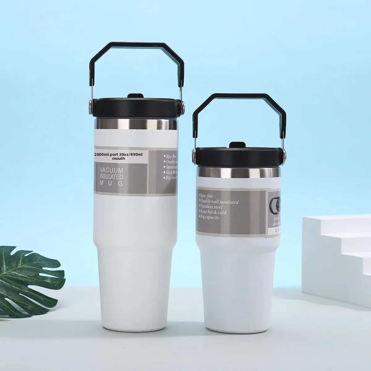 Large Capacity Stainless Steel Vacuum Insulated Thermos with Straw Portable High Aesthetic Value Handheld Car Cup Ice King