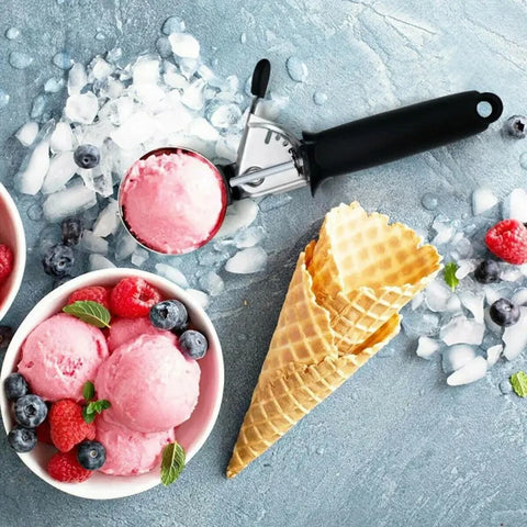 TJ POP 2.36 Inch Ice Cream Scoop Stainless Steel Ice Cream Spoon Multifunctional Fruit Watermelon Scooper Kitchen Tools Gadgets