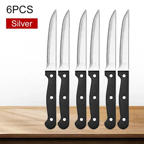 WXCOO Professional Kitchen Knives Steak Knife Set Stainless Steel Knife Serrated Beef Cleaver Restaurant Cutlery Dinner Knife