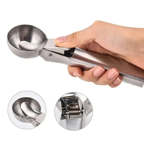 Stainless Steel Ice Cream Scoop Reboundable Ball Scooper Ice Cream Scoop Fruit Ball Scooper Ice Cream Mold