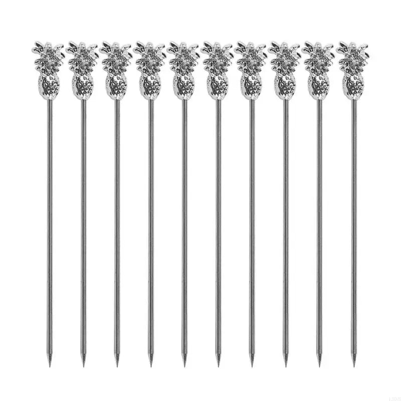 L9NB 10 PCS Cocktail Picks Stainless Steel Cocktail Toothpicks Reusable Cocktail Skewers Metal Cocktail Pick for Olives Fruit