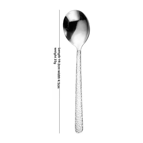 Stainless Steel Hammer Pattern Spoon High Aesthetic Value Dinnerware Home Use Soup Spoon Long Handle Dessert Wholesale