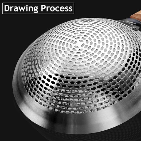 Extra Large Kitchen Strainer Skimmer with Sturdy Wood Handle - 304 Stainless Steel Slotted Spoon Colander, Kitchen Tools