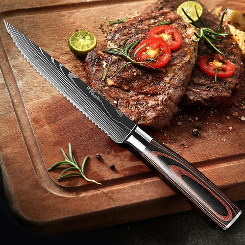 Stainless Steel Steak Knife Cut Meat Fruit Fish Vegetable Slicing Knife Dining Kitchen Chef Sushi Cooking Utility Knife