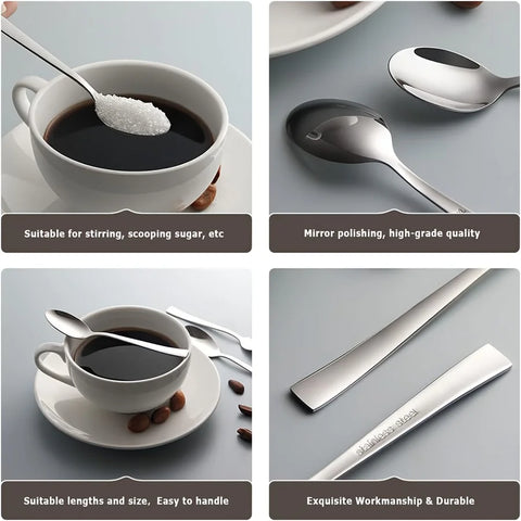 6-piece Coffee Spoon Stainless Steel Spoon for Dessert ice cream Coffee Machine Washable Suitable for Home kitchen Restaurant