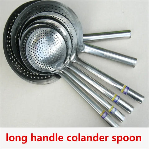 long handle colander spoon cooker fried kitchen Large Big Mesh Strainer Cookware Oil Strainer Flour Sifter Colander Cooking wok