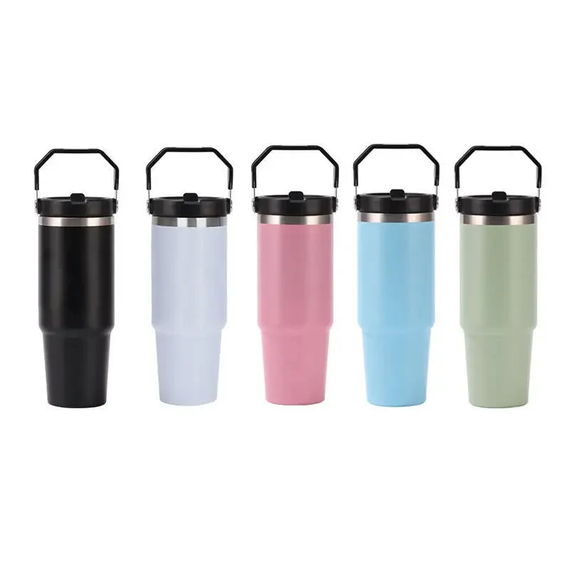 Large Capacity Stainless Steel Vacuum Insulated Thermos with Straw Portable High Aesthetic Value Handheld Car Cup Ice King