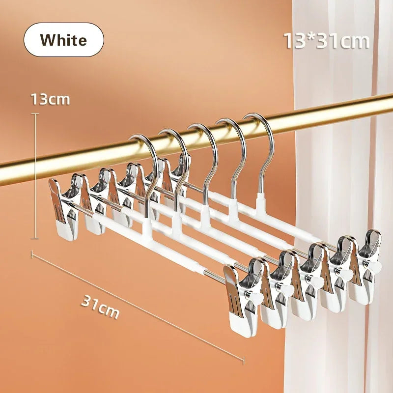 5pcs/pack Stainless Steel Pants Hangers Multifunctional Metal Hanger for Clothes Coat Non-slip Drying Hangers Closets Organizer
