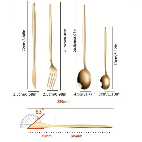 4Pcs Golden Cutlery Set Stainless Steel Knife Fork Spoon Tableware Flatware Set Festival Kitchen Dinnerware Gift