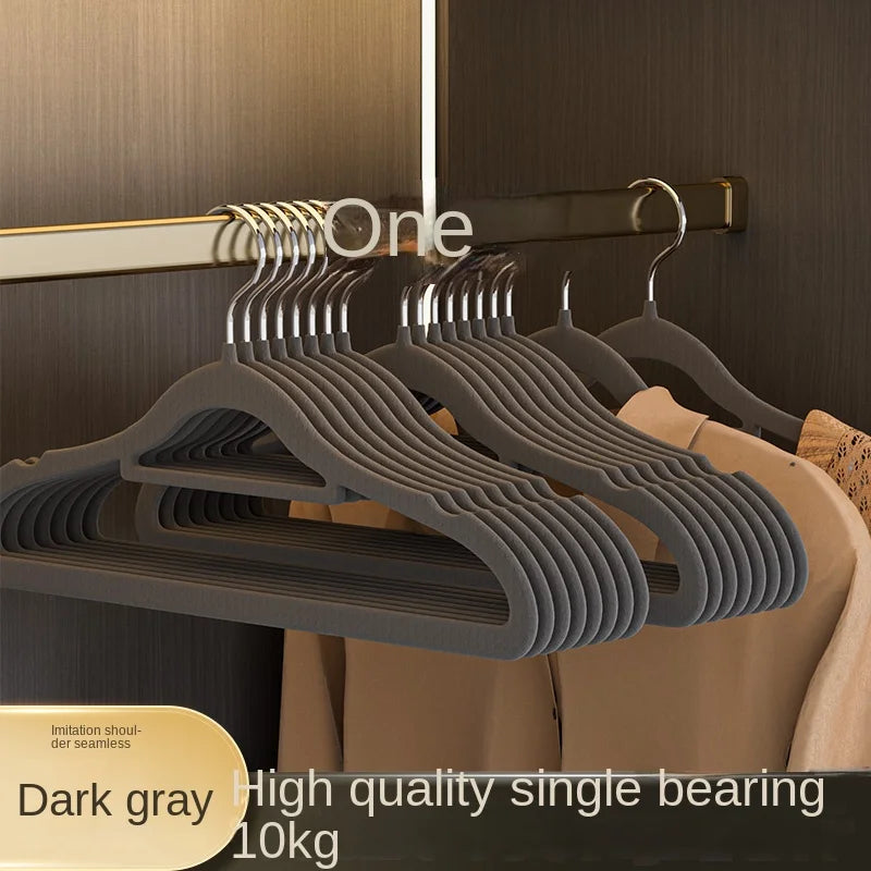Clothes Hanger Flocking Plastic Household Seamless Non-Slip Storage Simple Applicable Wardrobe  Storage Balcony Hanging Nordic