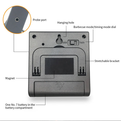 Kitchen Digital Cooking Thermometer Meat Food Temperature For Oven BBQ Grill Timer Function with Probe Heat Meter for Cooking