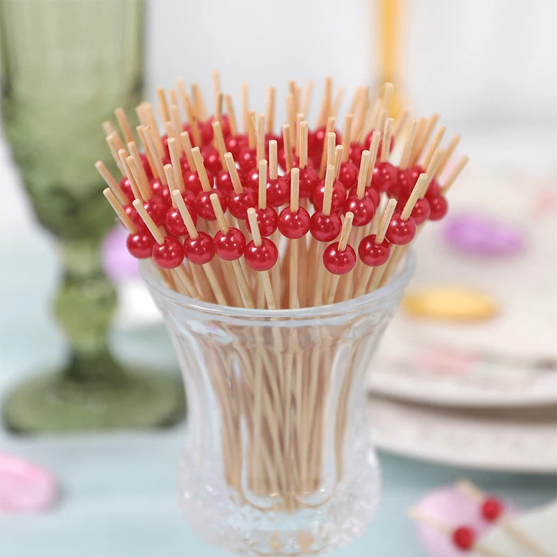 50Pcs Disposable Bamboo Food Fruit Toothpick Cute Bear Flamingo Buffet Cake Dessert Fork Stick for Wedding Birthday Party Decor
